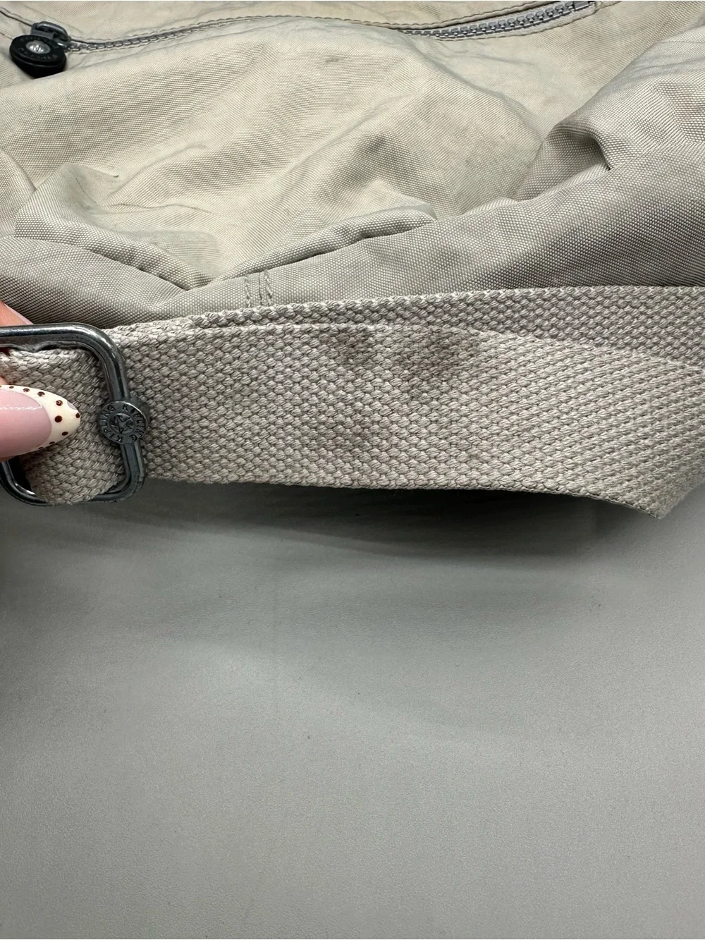 Kipling Syro Shoulder Crossbody Nylon Bag Light Gray